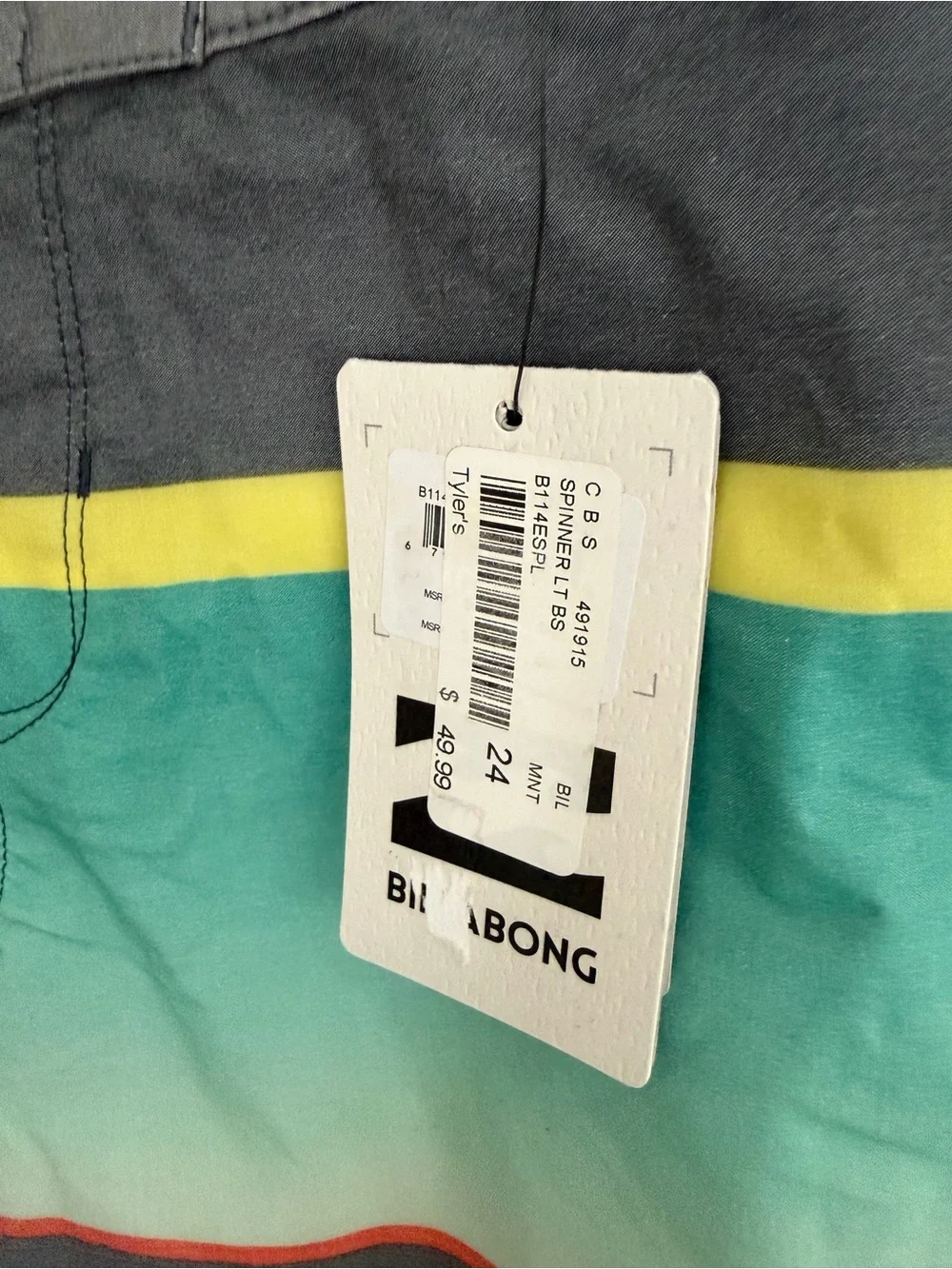 Billabong Boy’s Gray Mint Stripe Board Shorts - 8/10